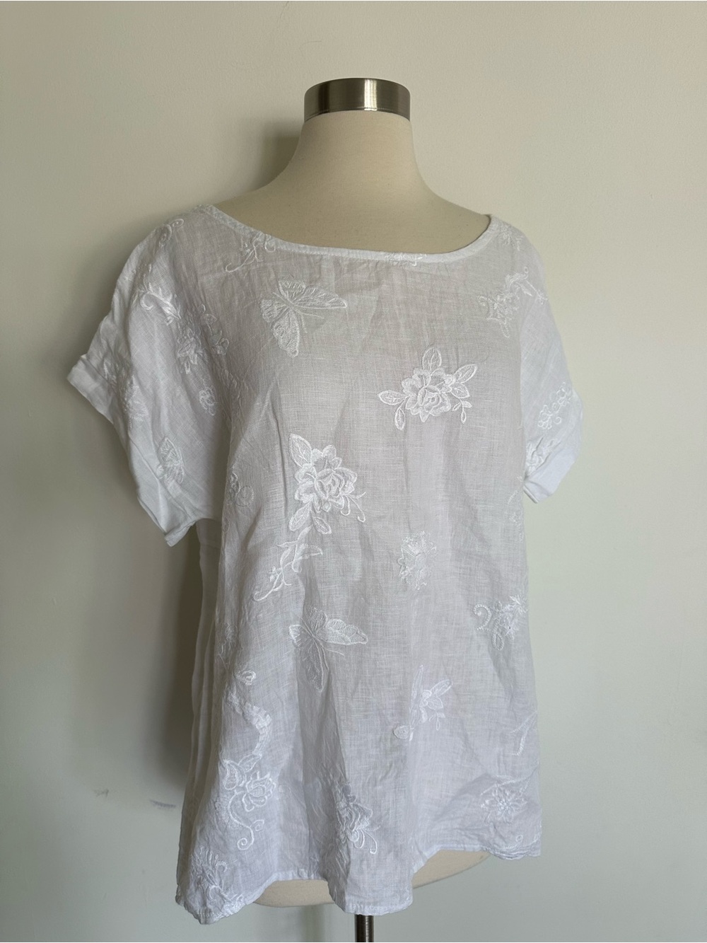Terzo Millennio 100% Linen Made In Italy White Top Sz M